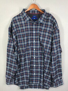 Egara Shirt Mens 3XL Blue Red Plaid Button Down Long Sleeve Non-Iron Classic Fit